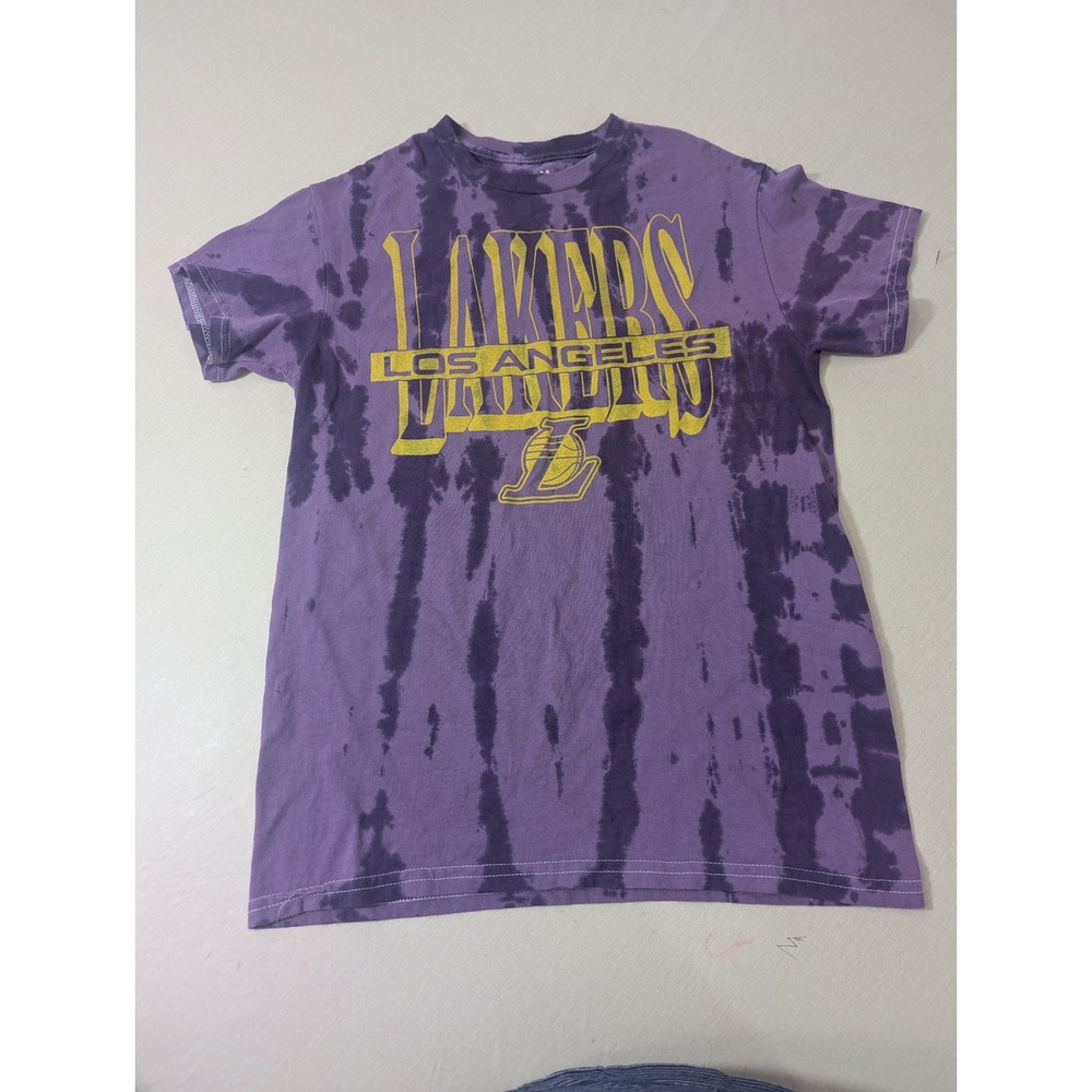 Los Angeles Lakers NBA Tie Dye Graphic T-Shirt Purple Yellow Youth Medium M